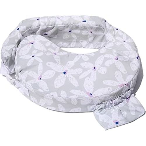 My Brest Friend Original Nursing Pillow Enhanced Ergonomics Essential Breastfeeding Pillow Support for Mom & Baby W/Convenient Side Pocket, Double Straps & Slipcover, Platinum Posies