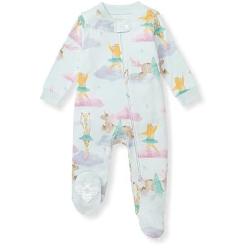 Burt's Bees Baby Girls' Organic Cotton Sleep and Play Footed Pajamas