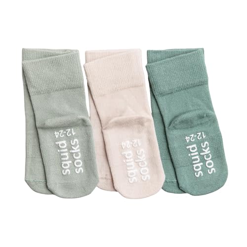squid socks Viscose from Bamboo Socks for Kids - US Age 0-6M to 2T-3T | 85% Viscose From Bamboo Socks with Anti-slip Silicone Grips Socks Stay On Everyday Comfort Design for Early Movers.