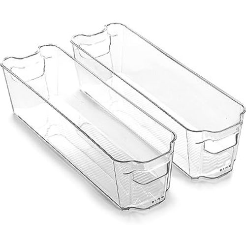 BINO | Stackable Storage Bins, Small - 2 Pack | THE STACKER COLLECTION | Clear Plastic | Built-In Handles | BPA-Free | Containers for Organizing Kitchen Pantry | Multi-Use Organizer