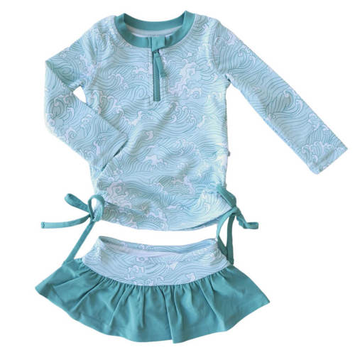 Long Sleeve Rash Guard Top With Ruffle Skirt | All Prints