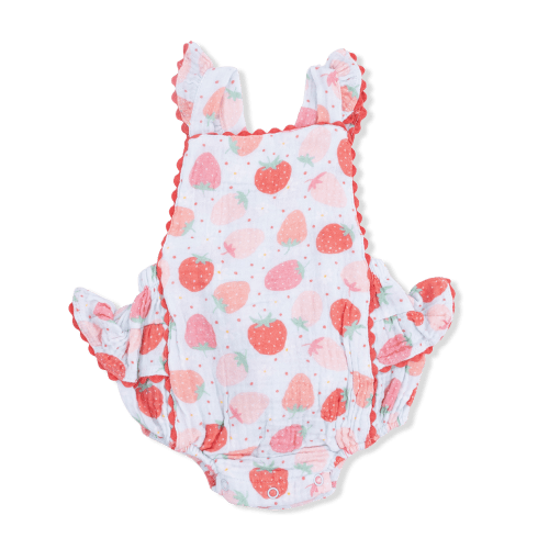 Angel Dear Strawberry Bliss Ric Rac Ruffle Sunsuit – zukababy