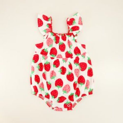 Infant Strawberry Woven Bubble Romper