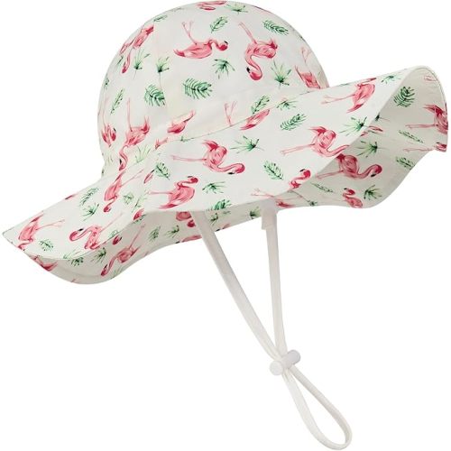 Durio UPF 50+ Baby Sun Hat - Wide Brim Beach Bucket Hats for Infant Girls 0-4T, Outdoor Summer Hat for Newborn to Toddler