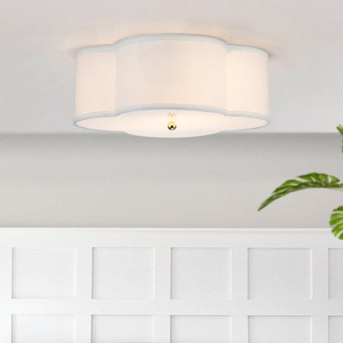 Etta Avenue™ Teen Alice 2-Light 17"W Dimmable White Fabric Flush Mount & Reviews | Wayfair