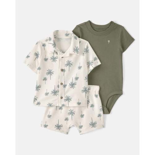 Baby Boy 3-Piece Palm Tree Outfit Set - White/Green | Carter's