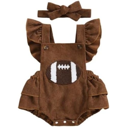 Newborn Baby Girl Christmas Outfit Embroidery Ruffle Romper Corduroy Bodysuit Jumpsuit First Christmas Clothes