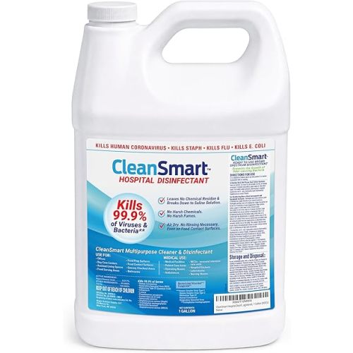 CleanSmart Hospital Disinfectant, Kills 99.9% of Viruses and Bacteria, Hypochlorous Acid Technology, EPA Registered, 1 Gallon (HOCL)