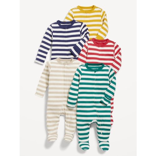 Unisex Sleep &amp; Play 2-Way-Zip Footed One-Piece 5-Pack for Baby