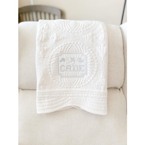 Personalized Embroidered Heirloom Quilt | Baby Boy Trio | Custom Name| Baby Shower Gift | Monogrammed Newborn Blanket | Car,Plane,Train