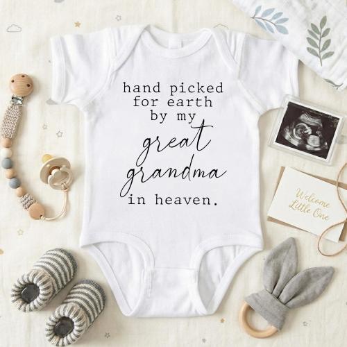 Hand Picked For Earth By My Great Grandpa Grandma In Heaven Baby Bodysuit, Newborn Baby Clothes, Pregnancy Announcement, Baby Shower Gift