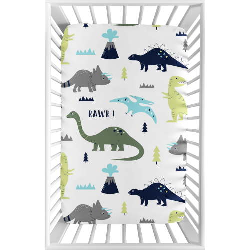 Mod Dinosaur Mini Fitted Crib Sheet by Sweet Jojo Designs
