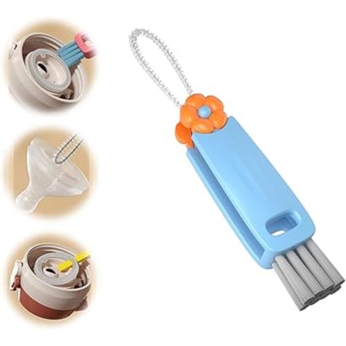 3 in 1 Cup Lid Gap Cleaning Brush, Multifunctional Bottle Brush, Cup Lid Gap Cleaner, Home Kitchen Crevice Cleaning Brush Tools (A-Blue)