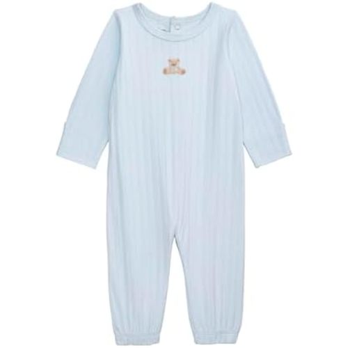 Mud Pie Baby Boy French Knot Bear Gown, Newborn Blue