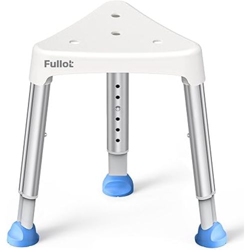 Space-Saving Triangular Shower Chair for Inside Shower, 400 lbs Heavy Duty Adjustable Shower Stool for Elderly and Disabled, Anti-Slip Shower Seat with Stable Bracing for Bathtub, Tool-Free Assembly
