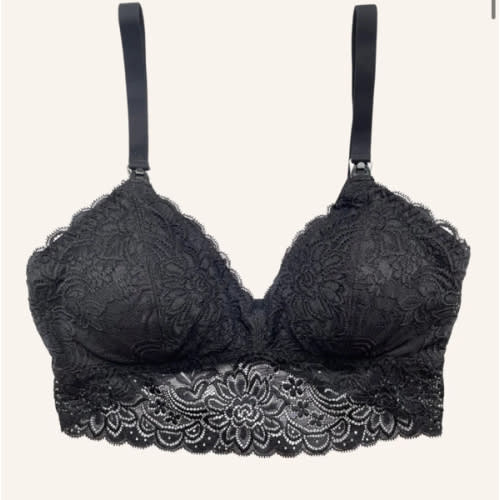 Floral Lace Organic Cotton Nursing Bralette - Black – MORROW+MINT