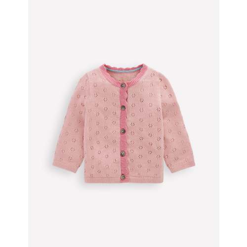 Scalloped Cardigan-Vintage Pink