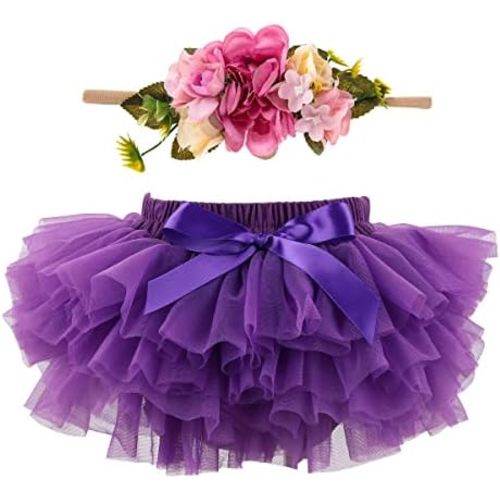 HOOLCHEAN Infant Toddler Baby Girls Super Soft Fluffy Tutu Skirt and Headband Set with Diaper Cover Bloomer