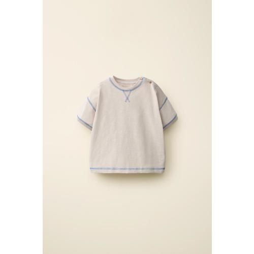 TOPSTITCHED T-SHIRT CREATED BY CARAMEL LONDON X ZARA - Beige | ZARA United States