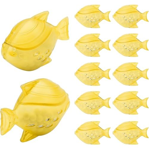 Funmit Humidifier Cleaning Fish, 12 Pack Humidifier Cleaner for Humidifiers and Fish Tanks, Purifies Water, Prevents Hard Water Build-Up, Reduces Scale, Yellow