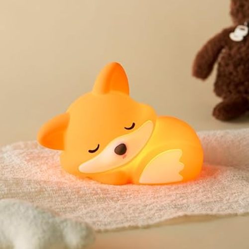 VoMii Fox Night Light for Kids, Cute Fox Lamp Silicone Baby Nursery Night Lamp, Dimmable Squishy Touch Bedside Lamps, Adorable Rechargeable Animal Lamps Gifts Kawaii Room Decor for Kids Girls Boys