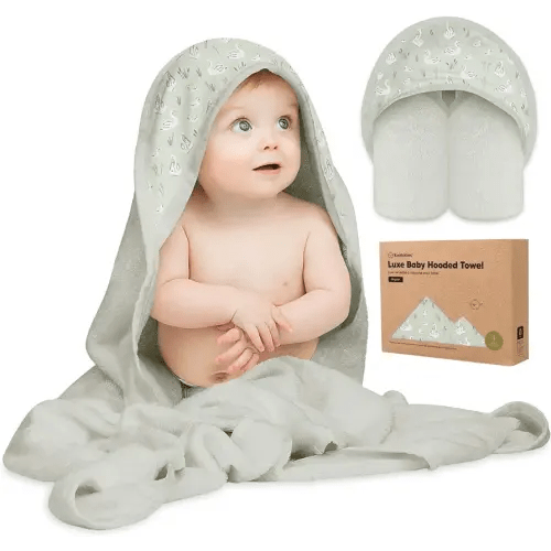 KeaBabies Hooded Baby Towel for Newborn - Viscose Derived from Bamboo Large Baby Bath Towels with Hood for Boys, Girls, Toddler, Extra Absorbent & Soft Newborn Bath Essentials (Serenity, Regular)