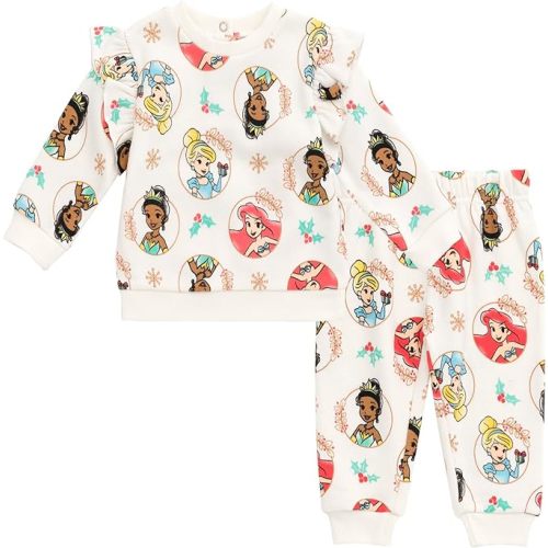 Disney Girls Fleece Sweatshirt and Jogger Pants Outfit Set Newborn to Big Kid Sizes (Newborn - 14-16)