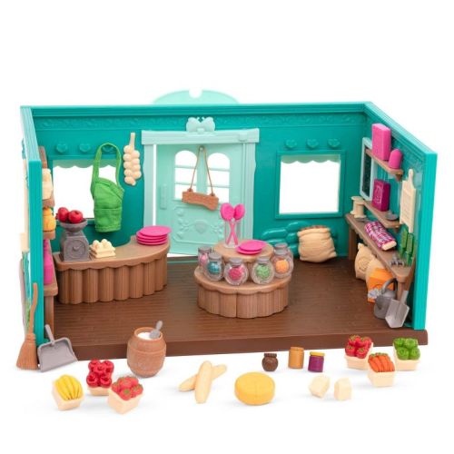 Li'l Woodzeez Store Playset with Toy Food 69pc - Honeysuckle Hollow General Store: Plastic 69-Piece Doll Set