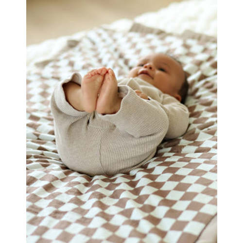 Checkered Milk Chocolate Blanket | Minky Couture
