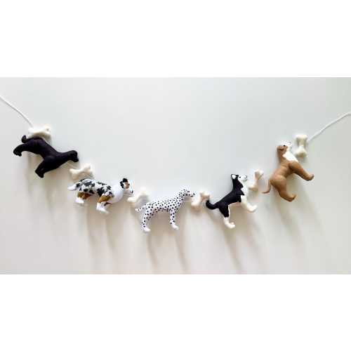 Dog garland for nursery, neutral nursery decor, dog wall decor, modern felt dog garland, pregnancy gift, baby shower gift