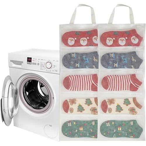 Mesh laundry bags for washing machine, can wash 10 pairs of socks, maintain shape, keep one pair,Laundry room organization suitable for socks and small items, 2pcs (Small)