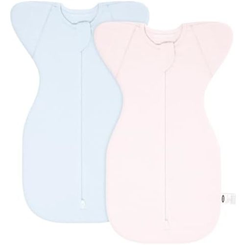 MEXXI Swaddle Baby Sleep Sack With Arms Up, 2 Pack Baby Transitional Swaddle with Double Zipper,0.5 TOG