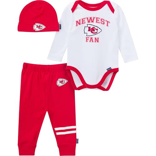 Gerber NFL baby-boys 3-piece Onesie Bodysuit, Active Pant and Cap Set