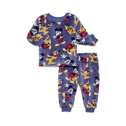 Mickey Mouse Baby Long Sleeve Cozy All Over Print Crewneck Sweatshirt with Matching Jogger Pant, 2-Piece, Sizes 0/3M-24M