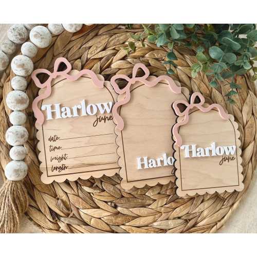 Birth Stats, Name Announcement, Birth Announcement, Name Sign, Baby Name Sign, Baby Girl, New Baby, Hospital, Baby Name Sign with Bow, Baby