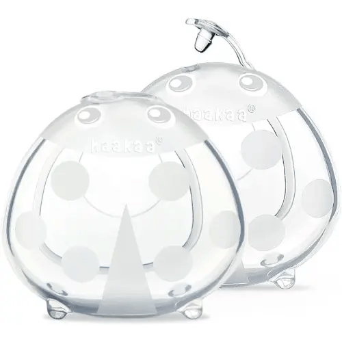 haakaa Ladybug - Colector de leche de 1.4 onzas fluidas, 2 unidades, tazas de lactancia portátiles, conchas suaves para el pecho, ahorrador de leche materna, atrapador de decepción portátil para