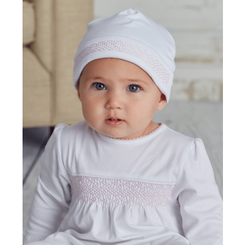Hand Smocked CLB Charmed White/Pink Hat