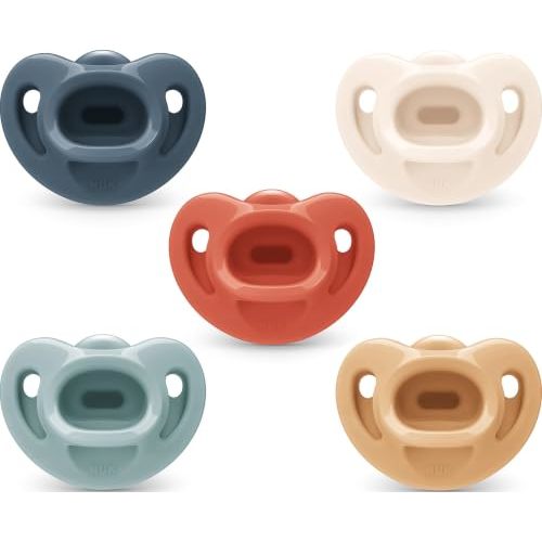 NUK Timeless Comfy Pacifier | 100% Silicone, One-Piece Design | BPA-Free, Gentle on Baby’s Skin | 5-Pack, for 0-6M