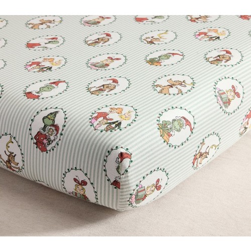 Dr. Seuss's The Grinch™ Heritage Stripe Organic Flannel Crib Fitted Sheet