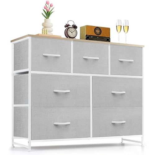 7-Drawer Dresser for Bedroom, Anti-Tip Wide Storage Organizer Fabric