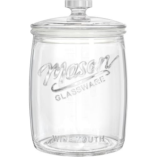 1 Gallon Glass Cookie Jar with Airtight Lid, Wide Mouth Canister
