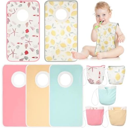Newwiee 5 Pcs Large Towel Bib Toddler for Baby Toddler Cloth Bib Soft Pullover Baby Absorbent Full Coverage Drooling Feeding
