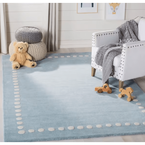 SAFAVIEH Kids 7 ft. x 7 ft. Square Blue/Ivory Polka Dot Area Rug SFK802M-7SQ
