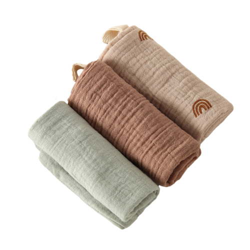 Set of 3pcs Baby Square Towel Soft & Breathable 4-layer Burp Cloth Small Handkerchief Newborns Drooling Bib for Infants