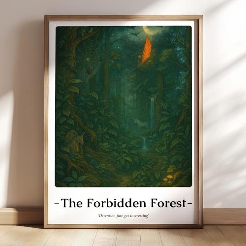 Forbidden Forest Poster | HP Potter Merch | Hogwarts Magical Fan Art | Printable Wall Art | Instant Digital Download
