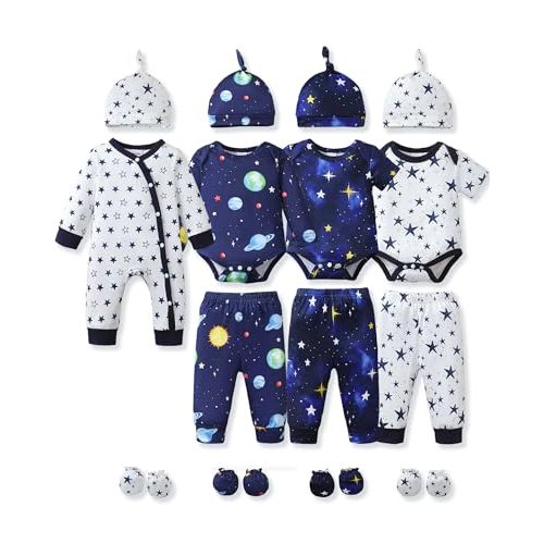 NZRVAWS Preemie Newborn Baby Boy Clothes Infant Clothing Romper Pant Outfits Set Layette Essentials 19 Pieces 0 3 6 12 Months