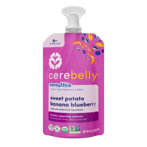 Cerebelly Organic Baby Food Single Pouch - Sweet Potato Blueberry Banana Smoothie - 4oz
