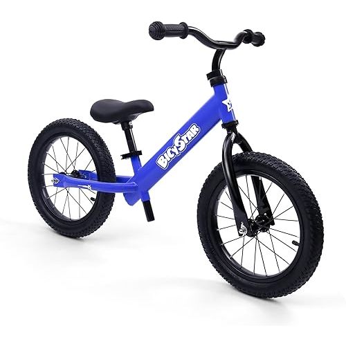 14 Inch Balance Bike for Kids 3-6 Year Old, No Pedals, Air Rubber Tires, Adjustable Height, Pedalless Bicycle for Boys, Girls, Dark Blue