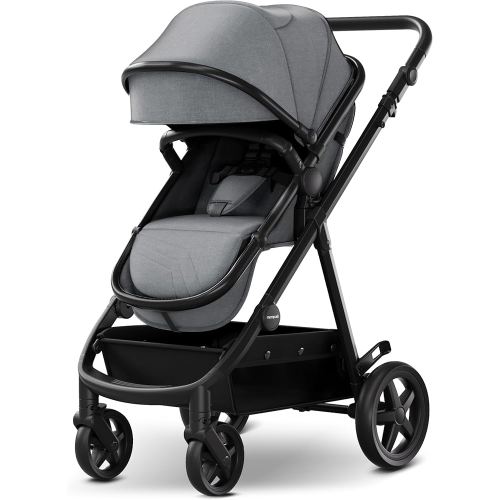 Mompush Meteor2 Baby Stroller 2-in-1 with Newborn Mode, Large Shock-Absorbing Wheels, Car Seat Adapter Included – Full-Size Infant & Toddler Stroller for All-Terrain Family Outings