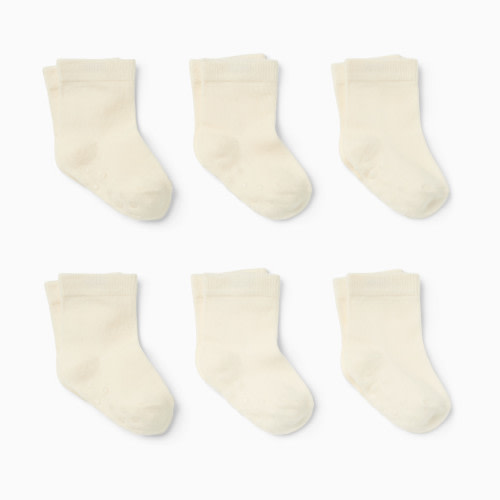 Small Story 6-Pack Crew Socks - White, 0-3 M